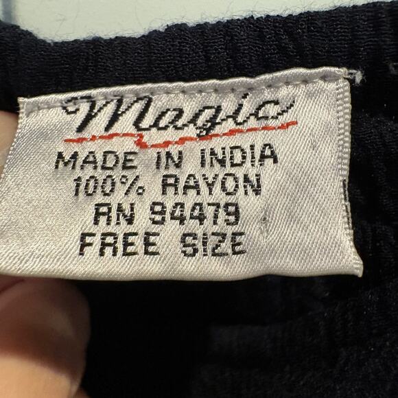 Magic Dress Womens Free Size Black Floral Embroidered Maxi Boho India Crinkle - Picture 2 of 11